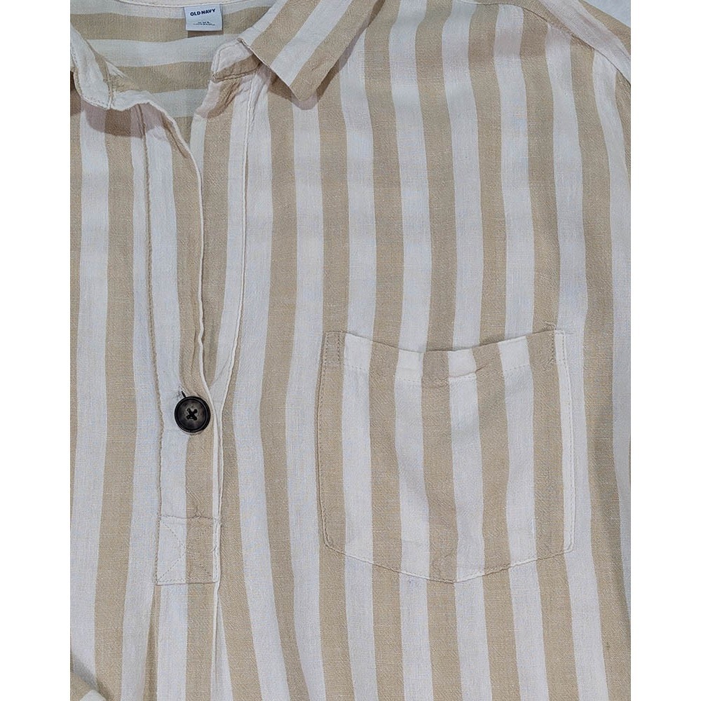 Old Navy Linen Popover Tunic Womens‎ XXL Beige Stripe Coastalcove Beachy Resort - Picture 4 of 10